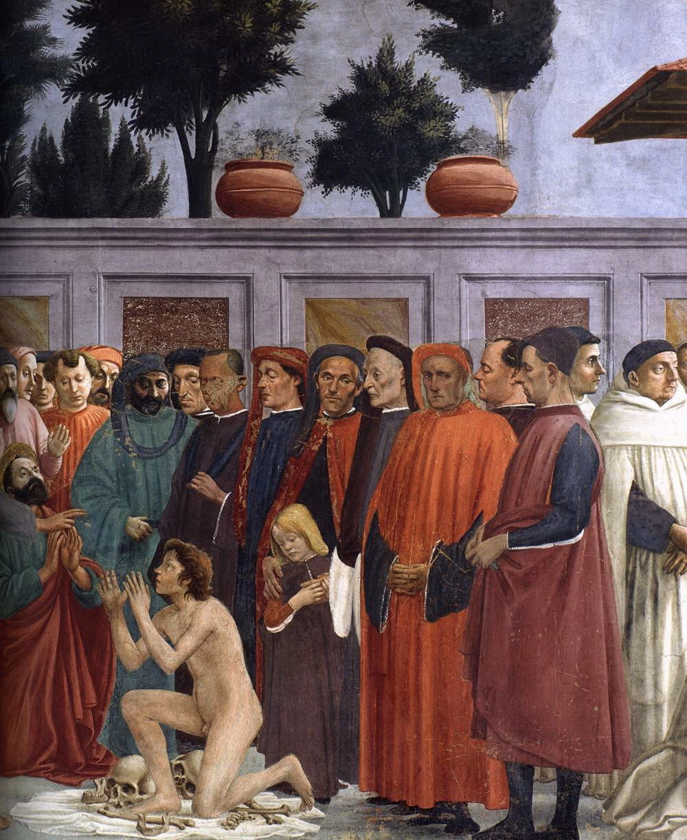 Cappella Brancacci Resurrezione del figlio di Teofilo e San Pietro in cattedra - dettaglio, Santa Maria del Carmine, Firenze